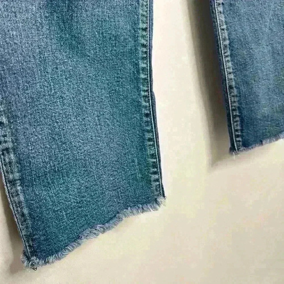 Moussy Vintage Evelyn Straight Wide Crop Frayed Jeans Blue Size 26 - Picture 7 of 11